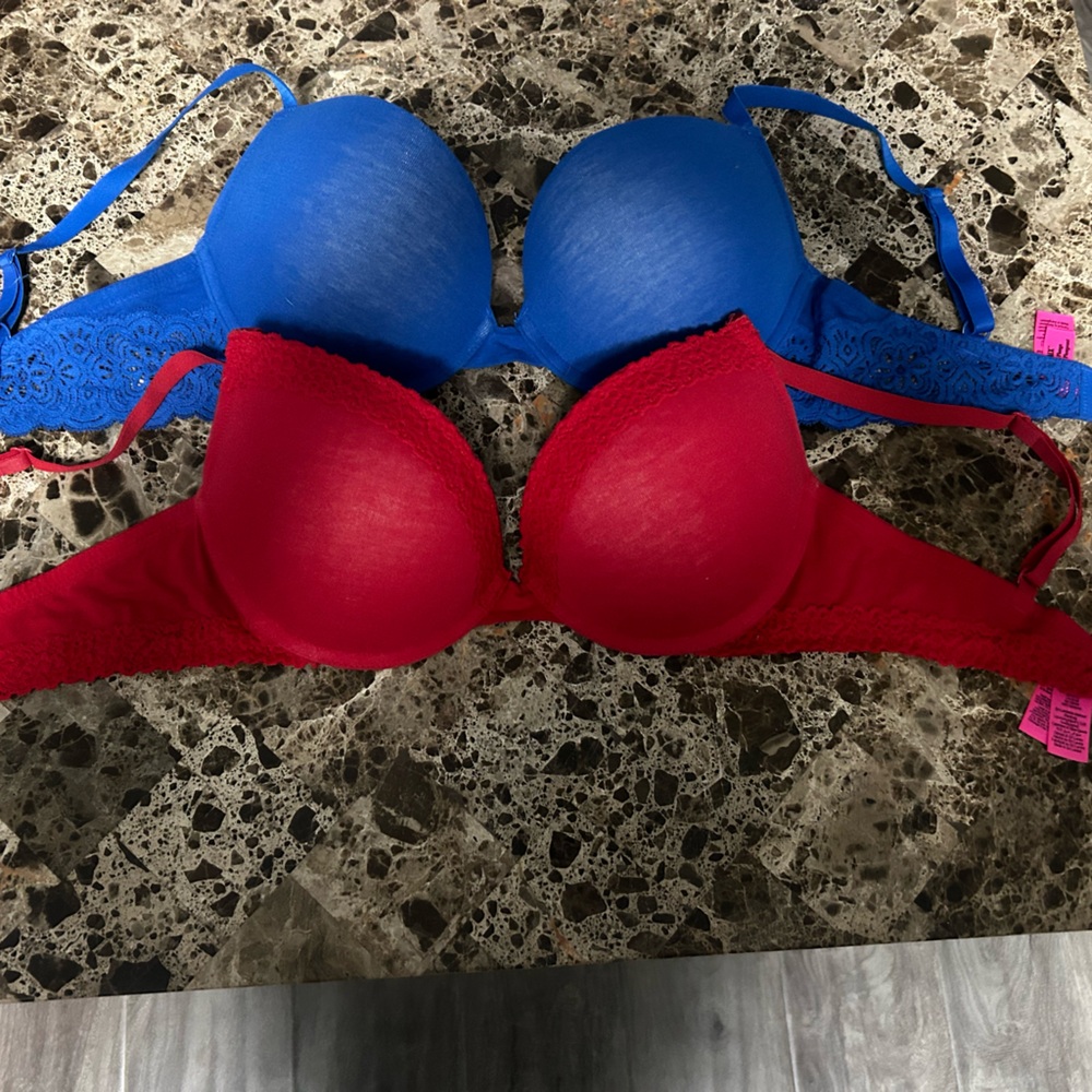 La SENZA Vibrant Red and Blue Lace Bras
